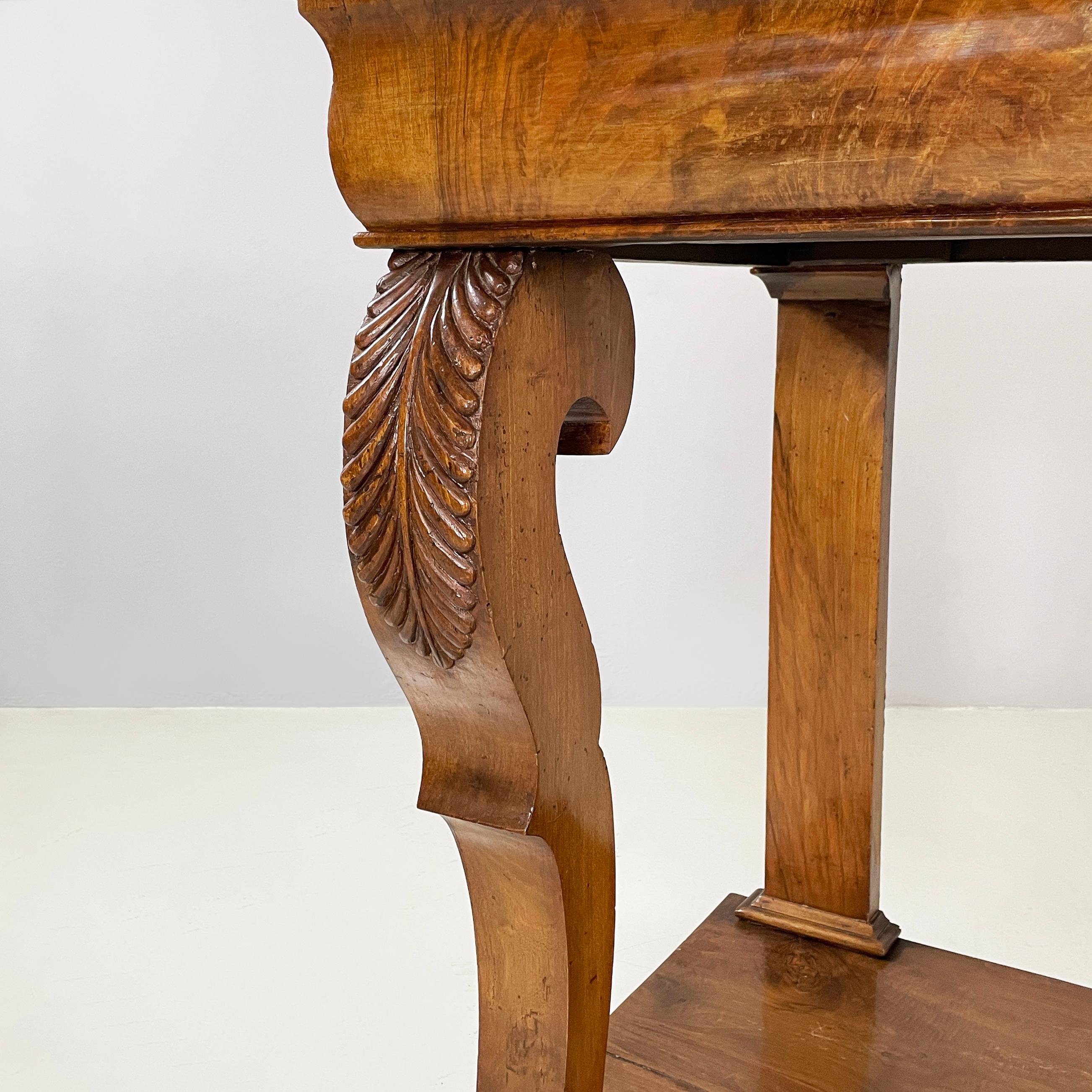 Italian Carlo X Wall console in white marble and wood, early 1800s For Sale 5
