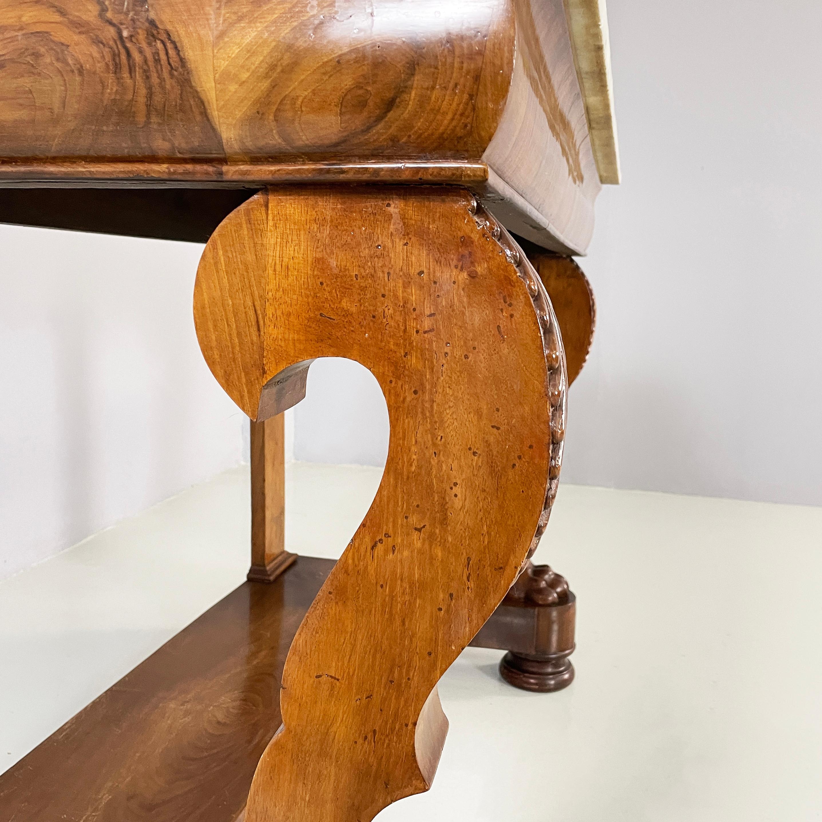 Italian Carlo X Wall console in white marble and wood, early 1800s For Sale 6