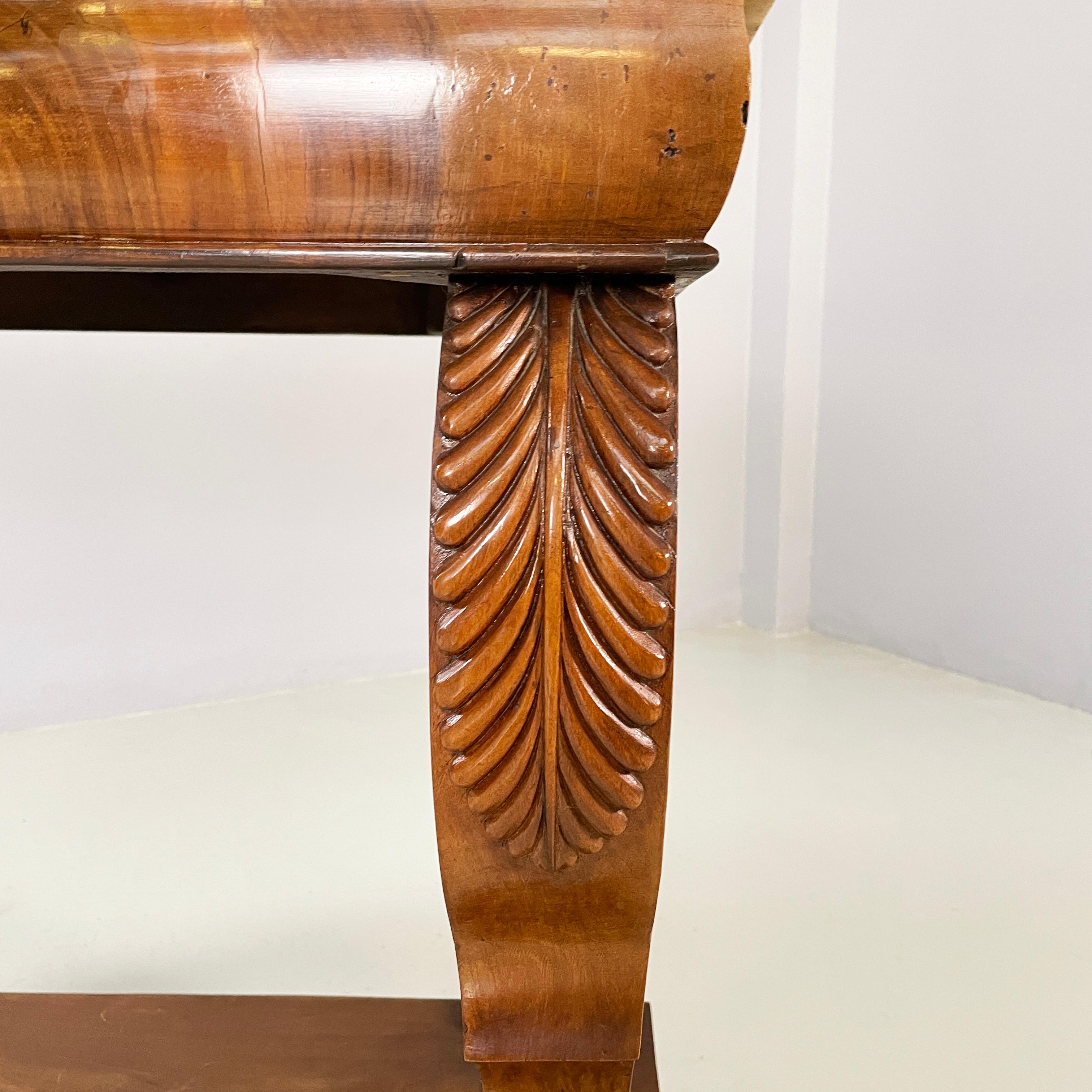 Italian Carlo X Wall console in white marble and wood, early 1800s For Sale 7