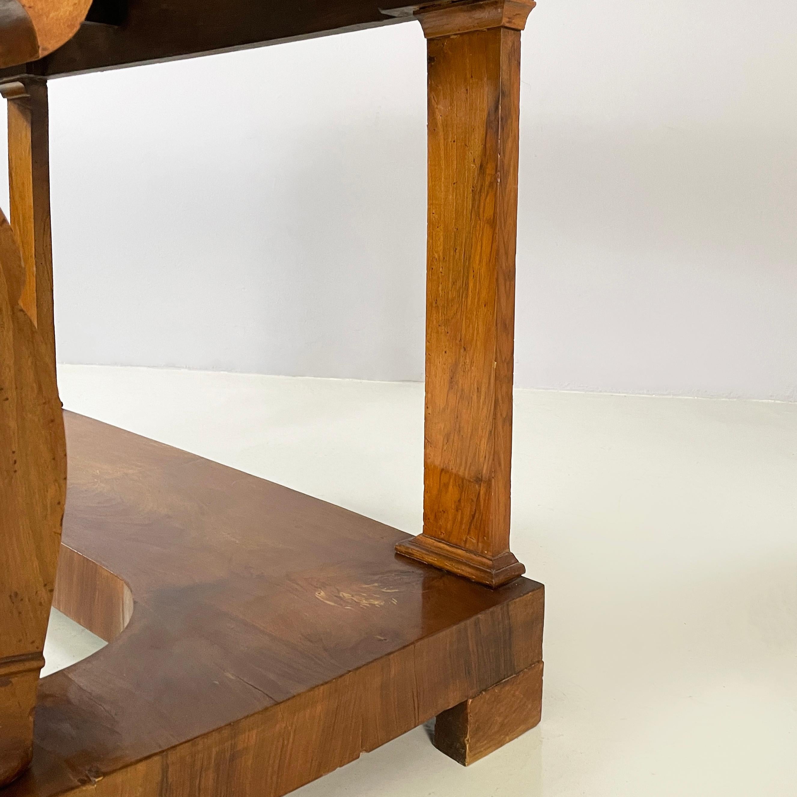 Italian Carlo X Wall console in white marble and wood, early 1800s For Sale 11