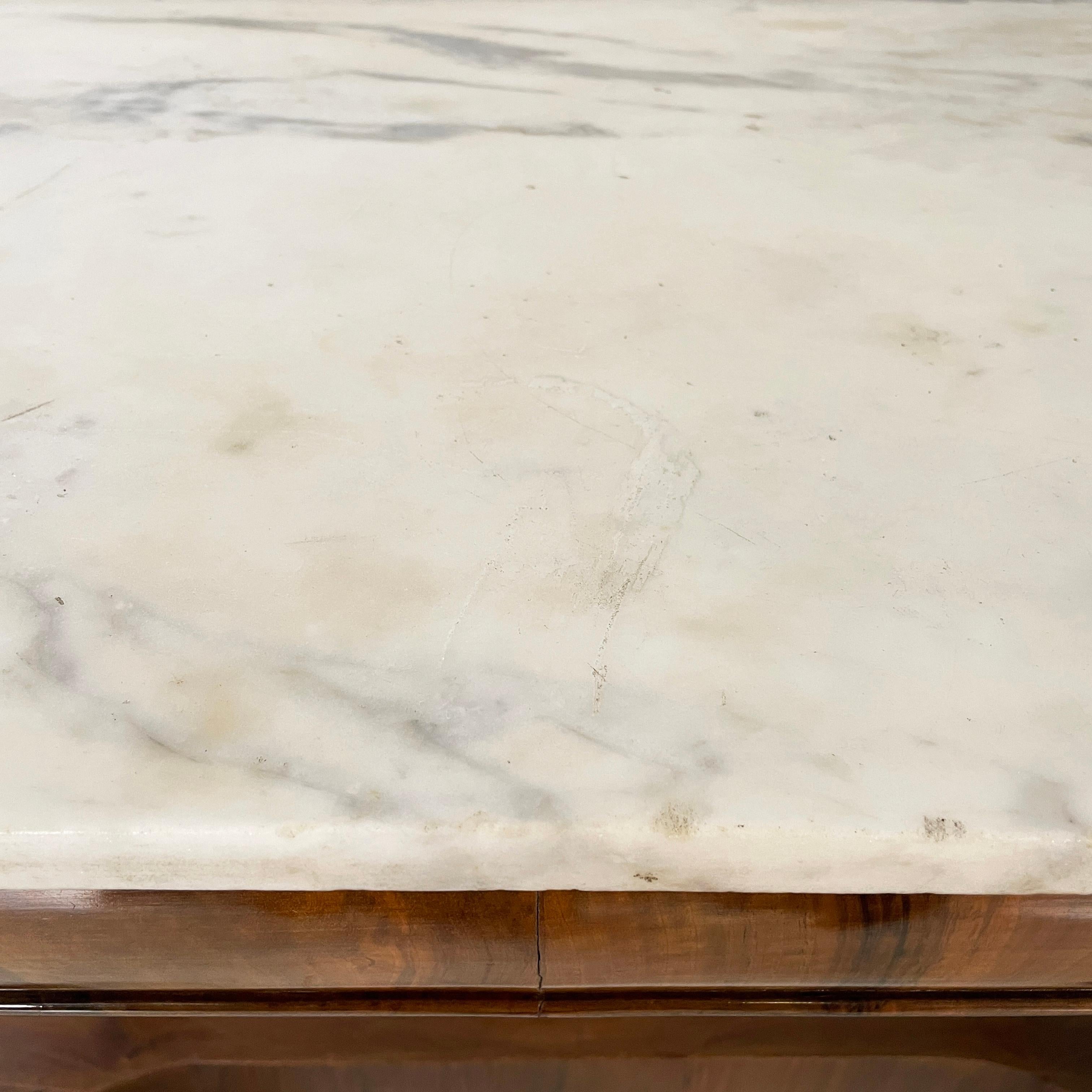 Italian Carlo X Wall console in white marble and wood, early 1800s For Sale 2