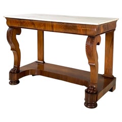 Italienische Wandkonsole Carlo X. aus weißem Marmor und Holz, frühe 1800er Jahre