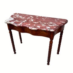 France Console Table, Louis XV Provençal, wood and Rougis marble from Languedoc