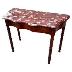 France Console Table, Louis XV Provençal, wood and Rougis marble from Languedoc