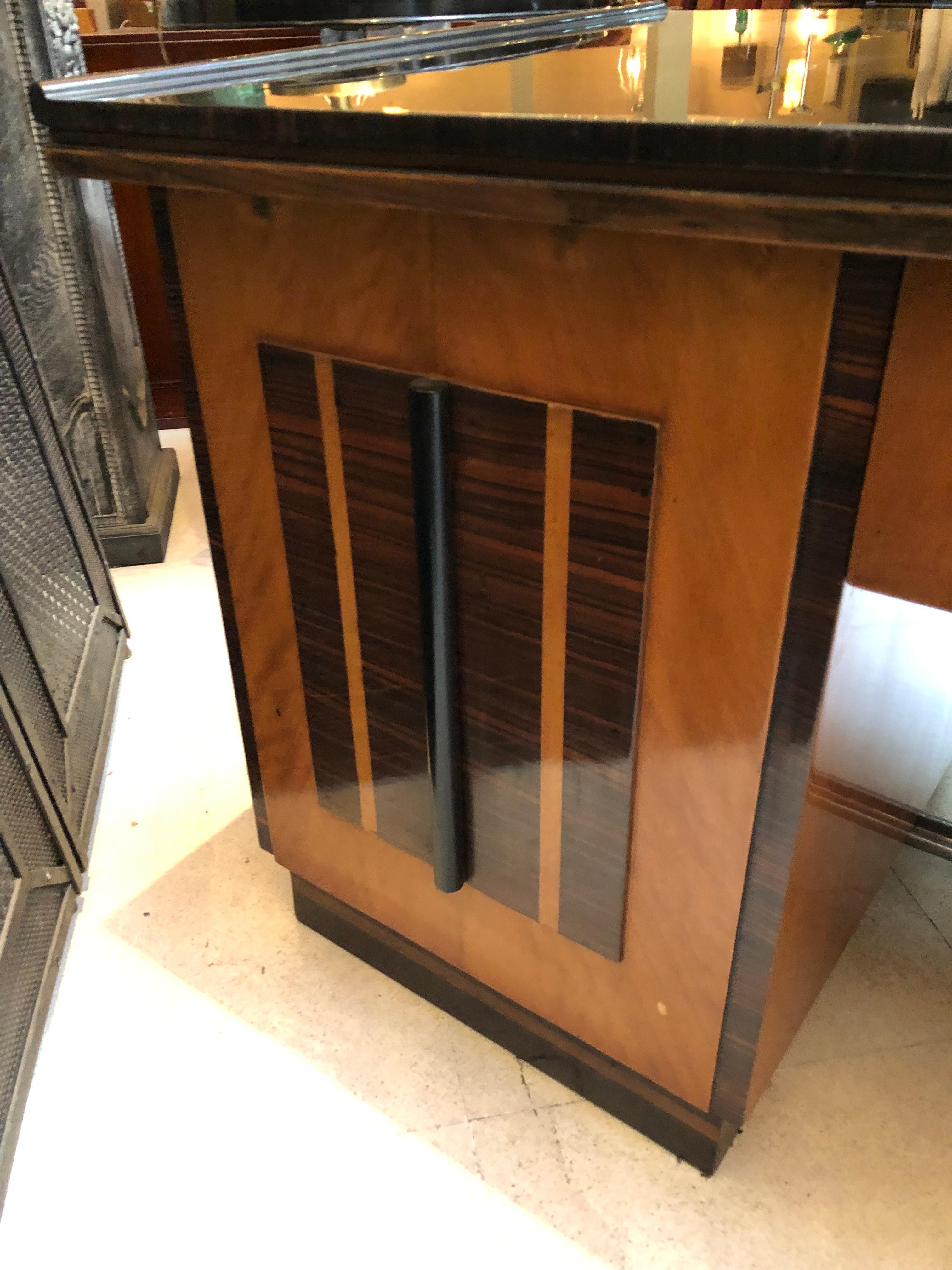 France Desk Art Deco, 1920, Materials, Wood and Chrome For Sale 4