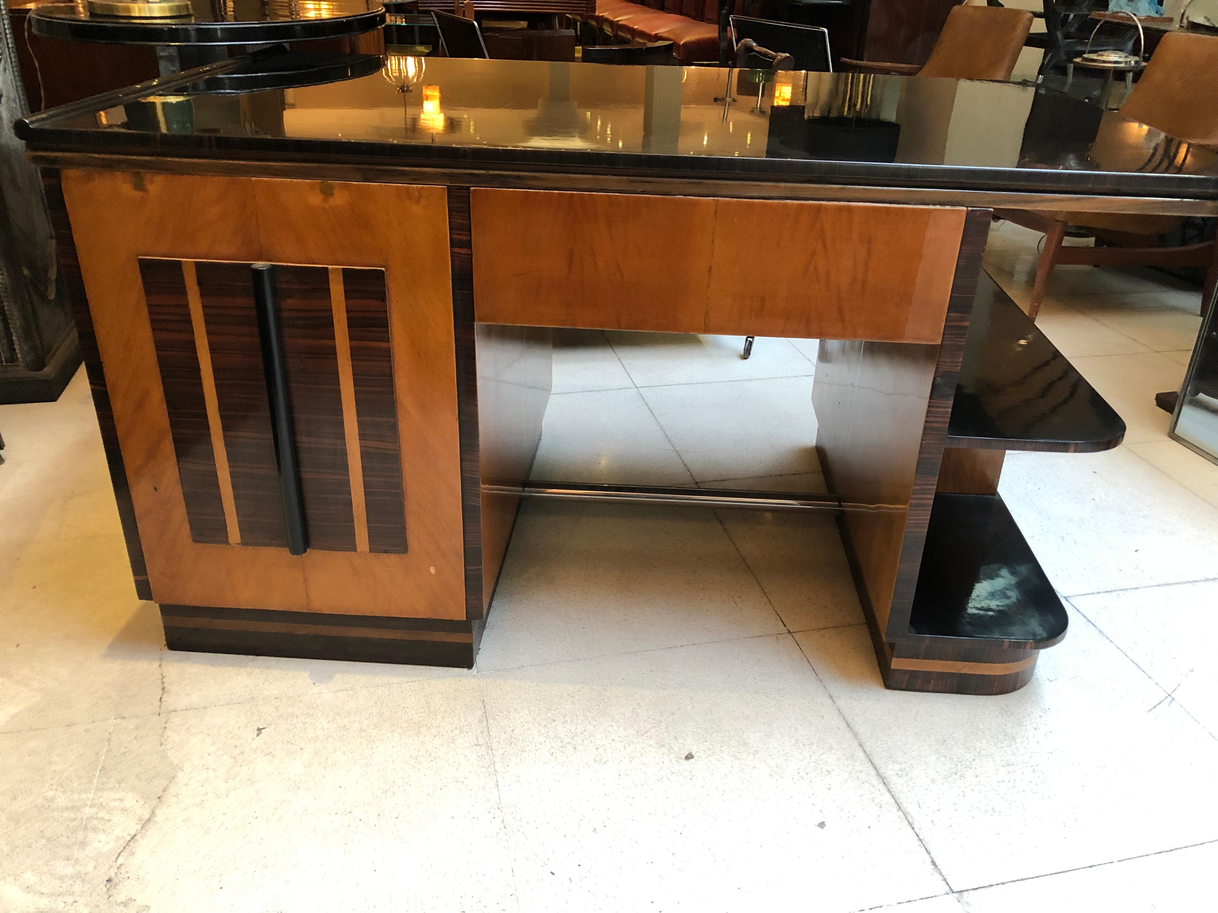 France Desk Art Deco, 1920, Materials, Wood and Chrome For Sale 5