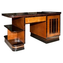 France Desk Art Deco, 1920, Materials, Wood and Chrome
