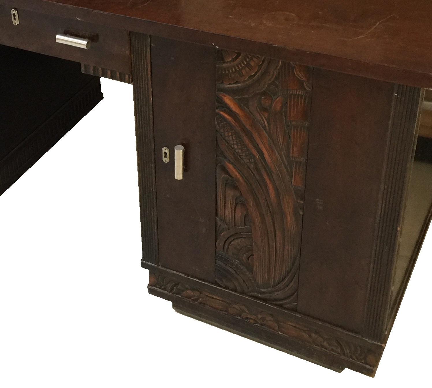 French France Desk Art Deco, 1930, Material: Carved Wood For Sale