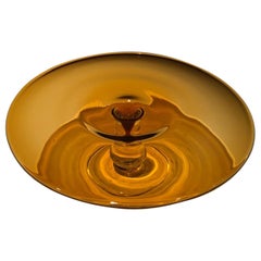 France Footed Dish Amber Glass