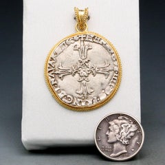 France Henri IV 1606 1/4 Ecu Coin 18K Gold Pendant