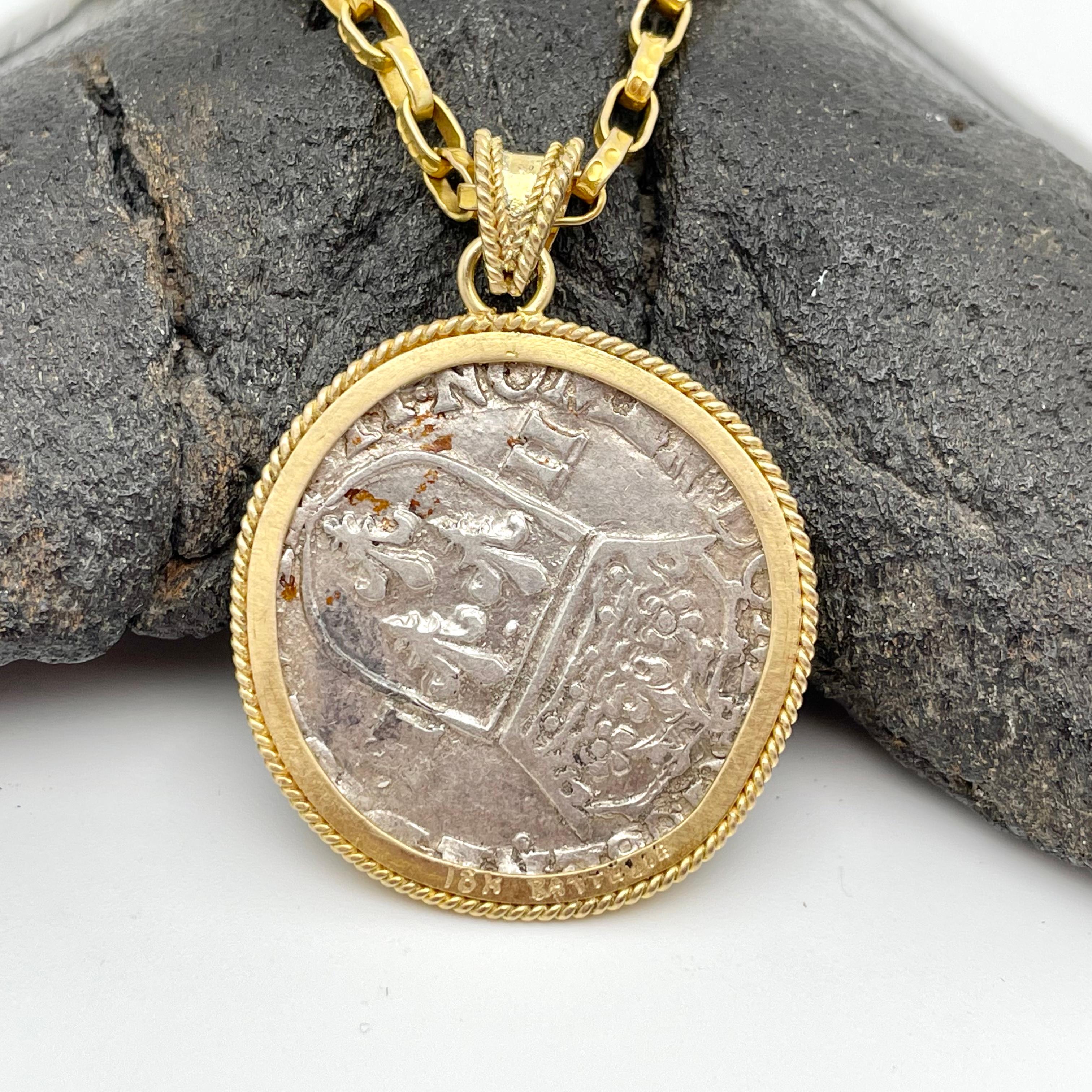 France Henri IV 1606 1/4 Ecu Coin 18K Gold Pendant In New Condition For Sale In Soquel, CA