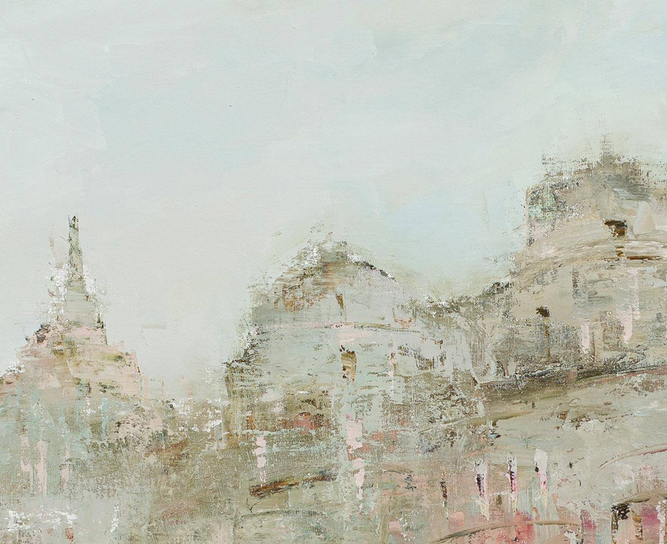 Shadows Lie Like Wine within a Cup - Gray Abstract Painting by France Jodoin