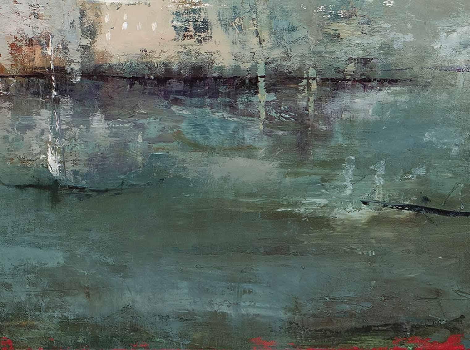 Lungo i cortili silenziosi e i passaggi segreti - Landscape Painting Grigio di France Jodoin