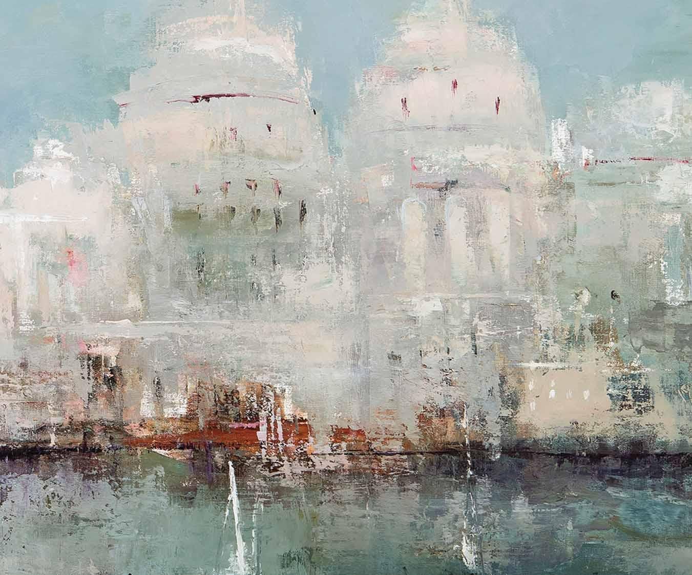 France Jodoin è un'artista canadese di grande successo.  Dipinge con l'immaginazione, il che conferisce alle sue opere di grande formato una narrazione insolita.  A volte sembra una Parigi con canali veneziani o figure contemplative in piedi su una