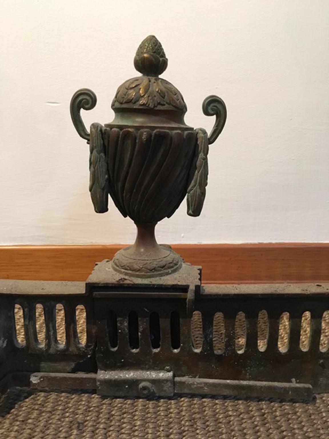 France Late 18th Century Bronze Fireplace Andirons Neoclassical Style For Sale 5