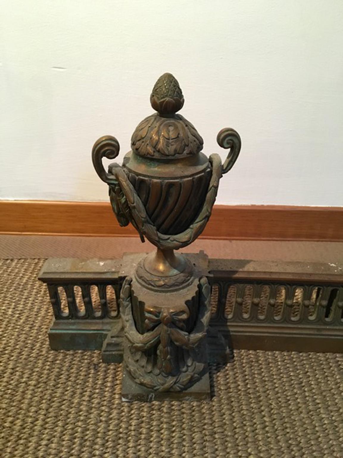 France Late 18th Century Bronze Fireplace Andirons Neoclassical Style For Sale 11
