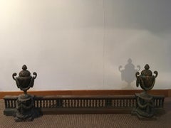 France Late 18th Century Bronze Fireplace Andirons Neoclassical Style