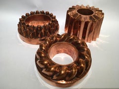 France Late 18th Century Set 3 Kitchen Copper Pudding Molds for Wall Decoration