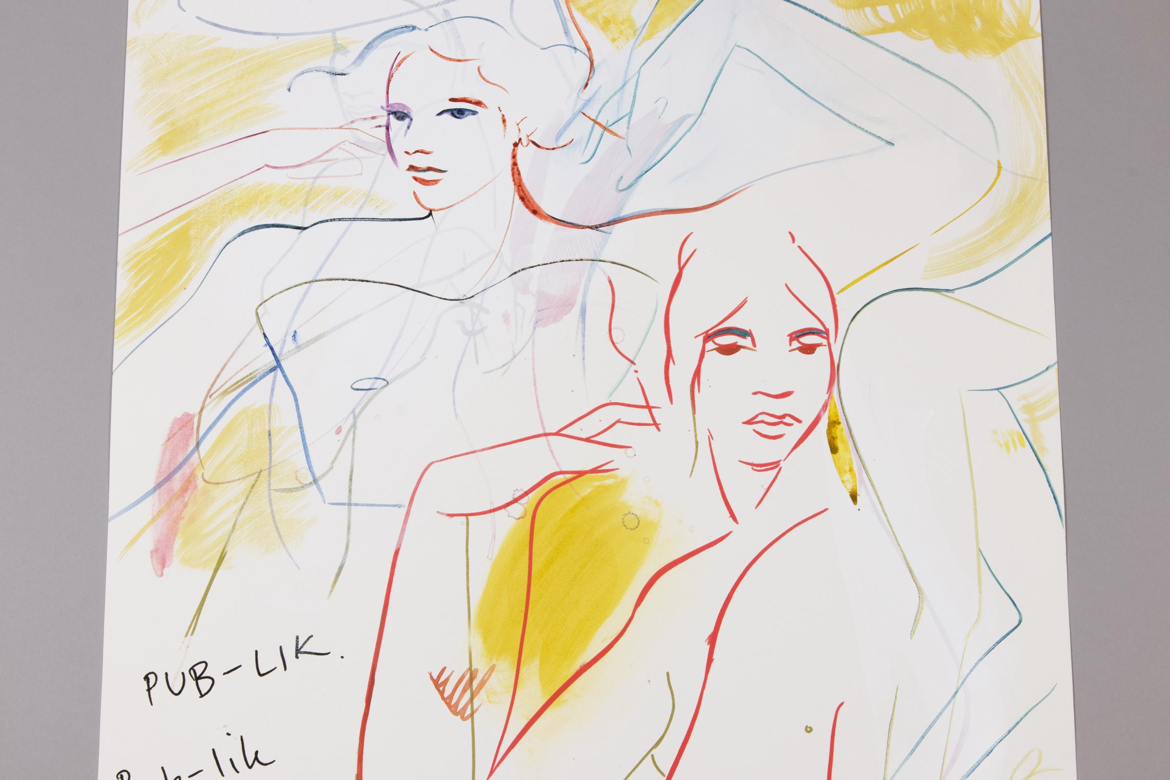France-Lise McGurn, En Pub-lik 5 - Pintura sobre serigrafía, Firmada a mano en venta 2