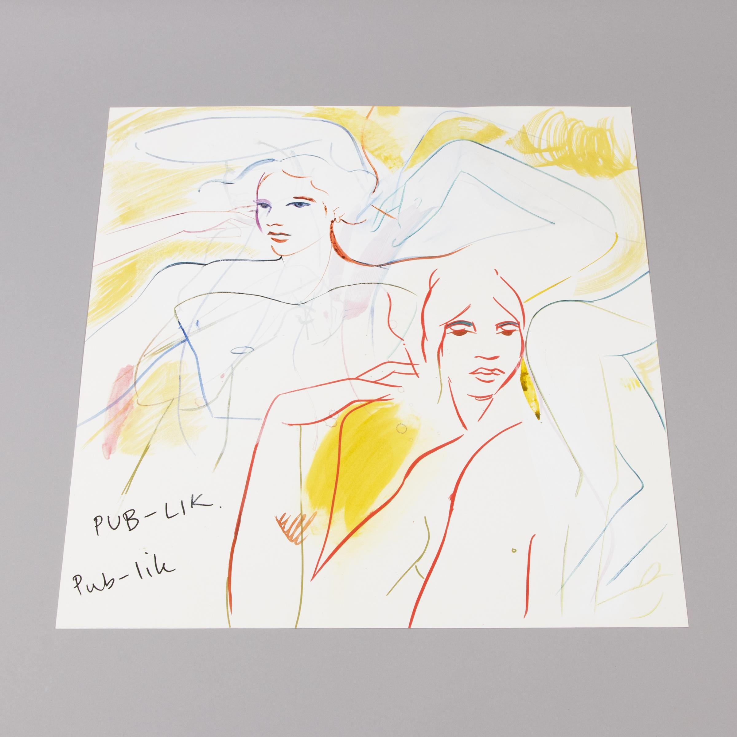 France-Lise McGurn, In Pub-lik 5 - Painting on Screenprint, Hand-Signed For Sale 3