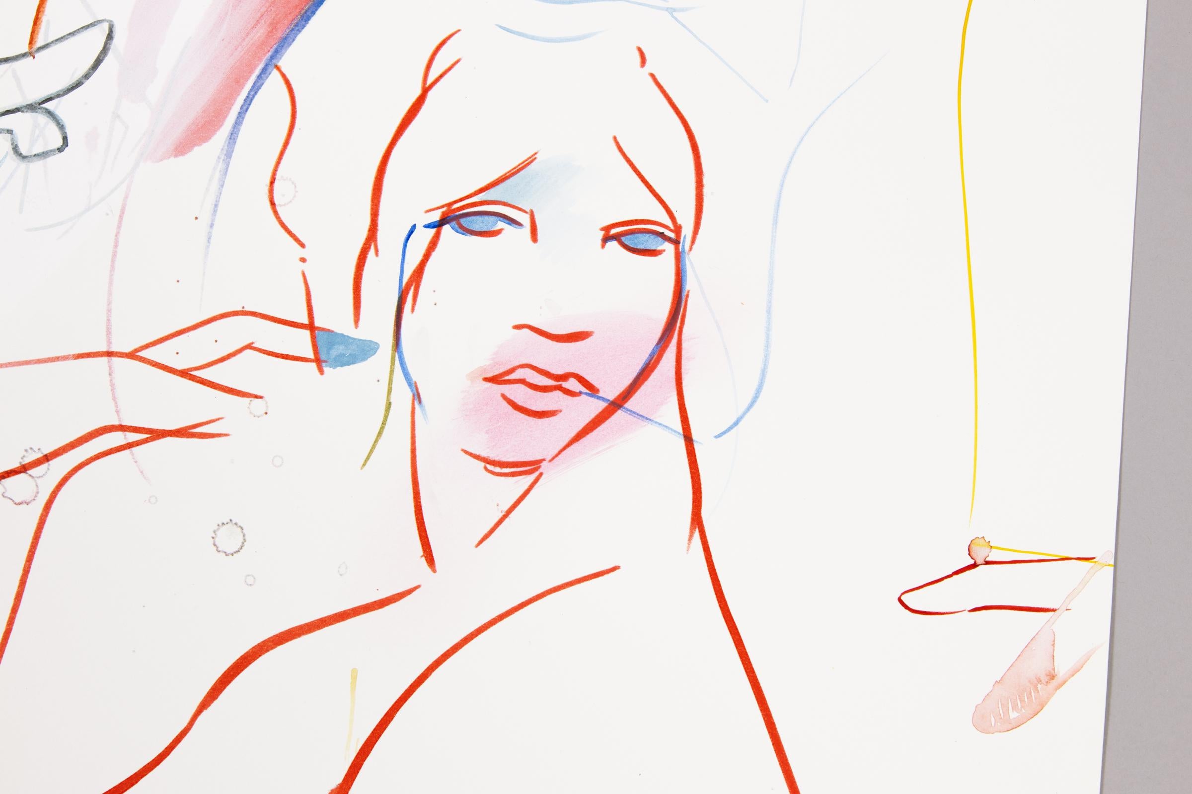 France-Lise McGurn, In Pub-lik - Painting on silkscreen base For Sale 1