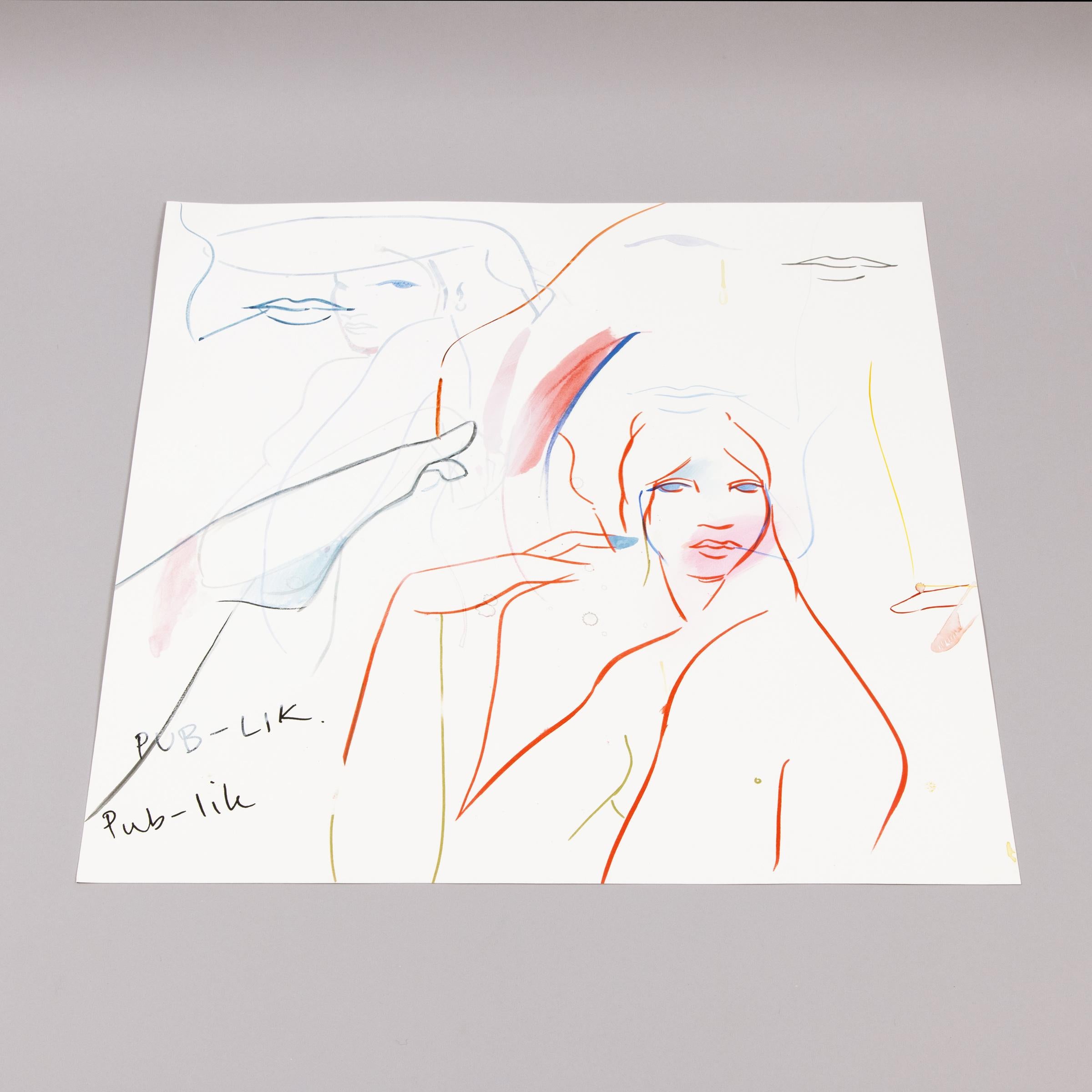 France-Lise McGurn, In Pub-lik - Painting on silkscreen base For Sale 4