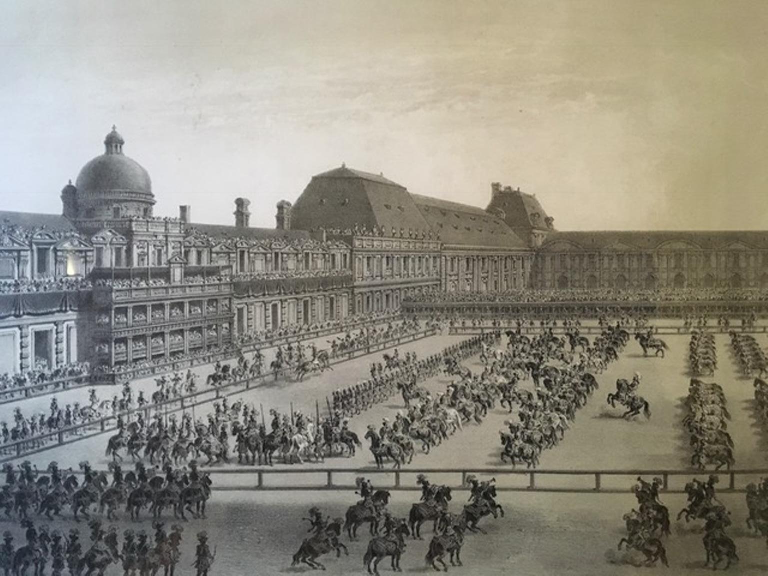 Frankreich Mitte des 19. Jahrhunderts  Schwarzer und weißer Druck Grand Carrousel  im Angebot 5
