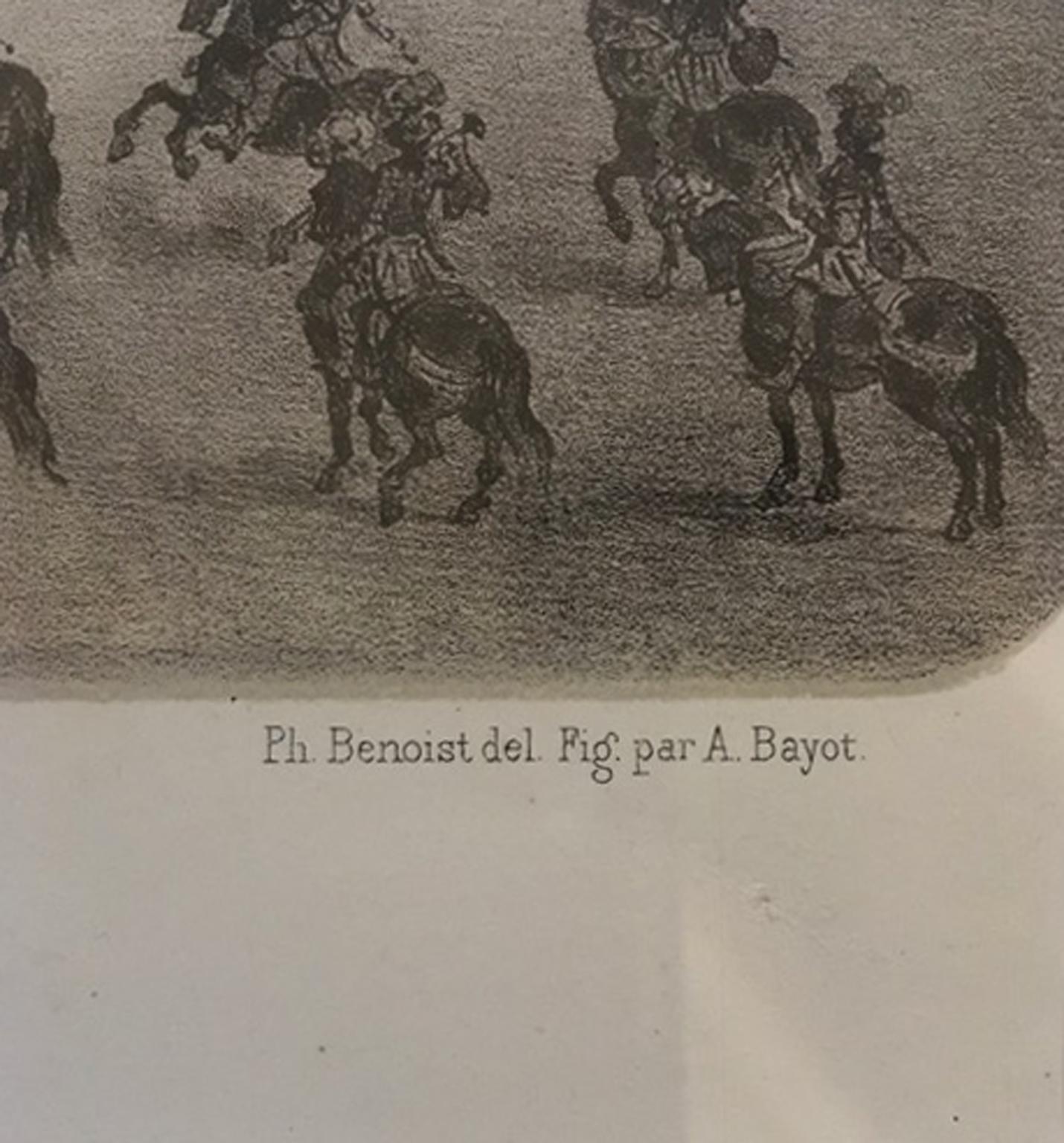 Frankreich Mitte des 19. Jahrhunderts  Schwarzer und weißer Druck Grand Carrousel  im Angebot 8