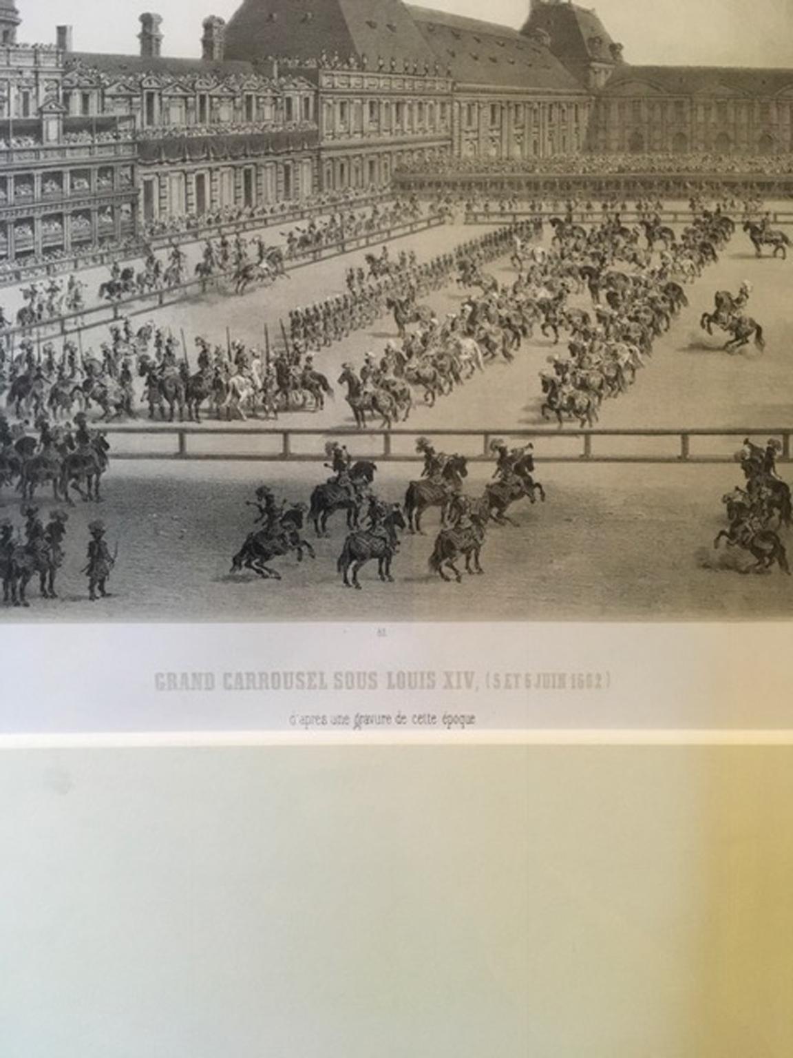 Frankreich Mitte des 19. Jahrhunderts  Schwarzer und weißer Druck Grand Carrousel  im Zustand „Gut“ im Angebot in Brescia, IT