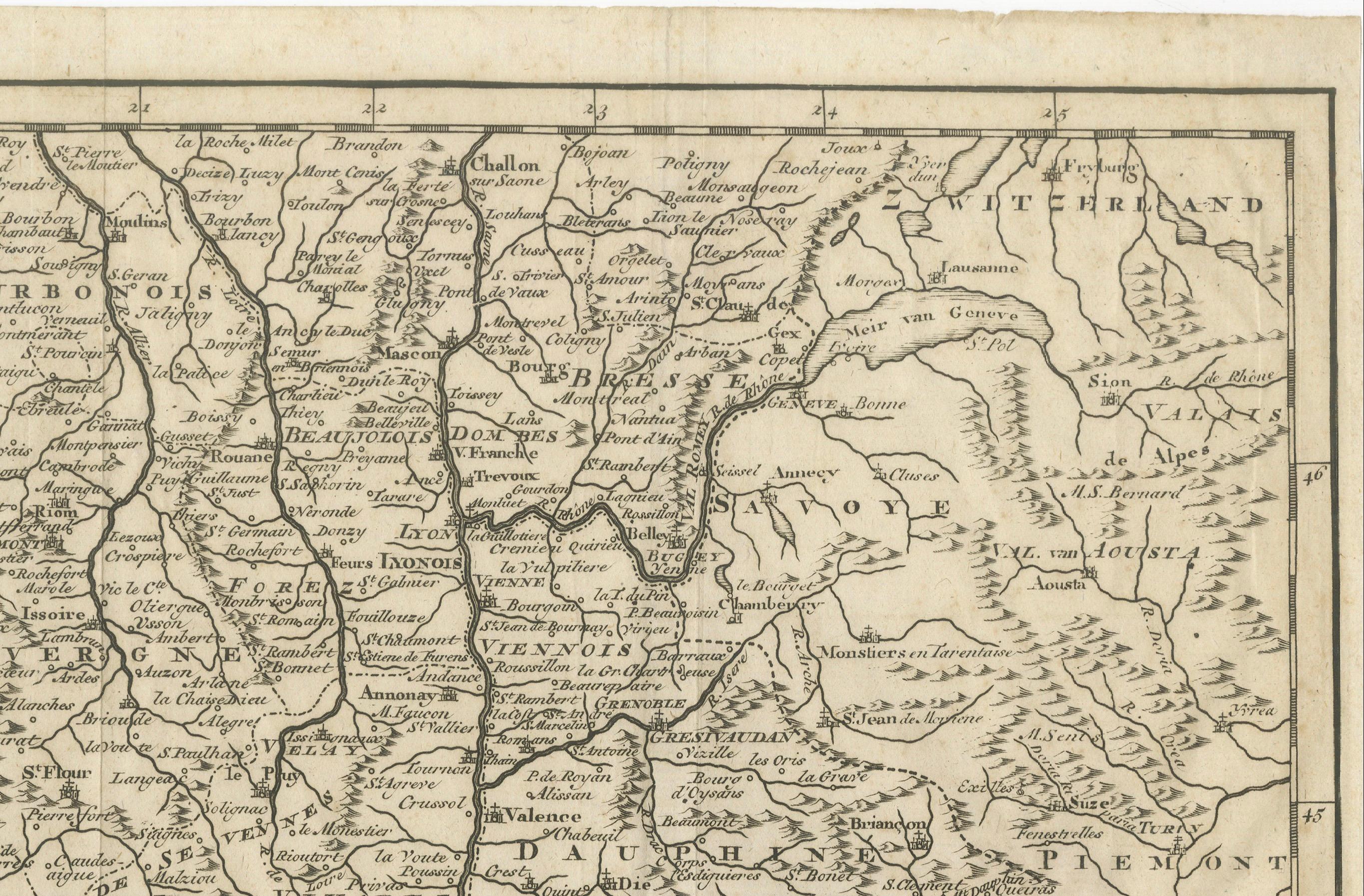 Engraved France Map 1757 – Southern Provinces by Isaak Tirion in Dutch Engraving For Sale