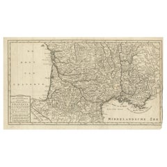Carte de France 1757 - Provinces du Sud par Isaak Tirion en gravure hollandaise