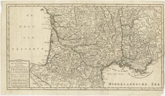 France Map 1757 – Southern Provinces by Isaak Tirion in Dutch Engraving