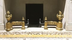France Mid-18th Century Pair Bronze and Iron Neoclassical Andirons