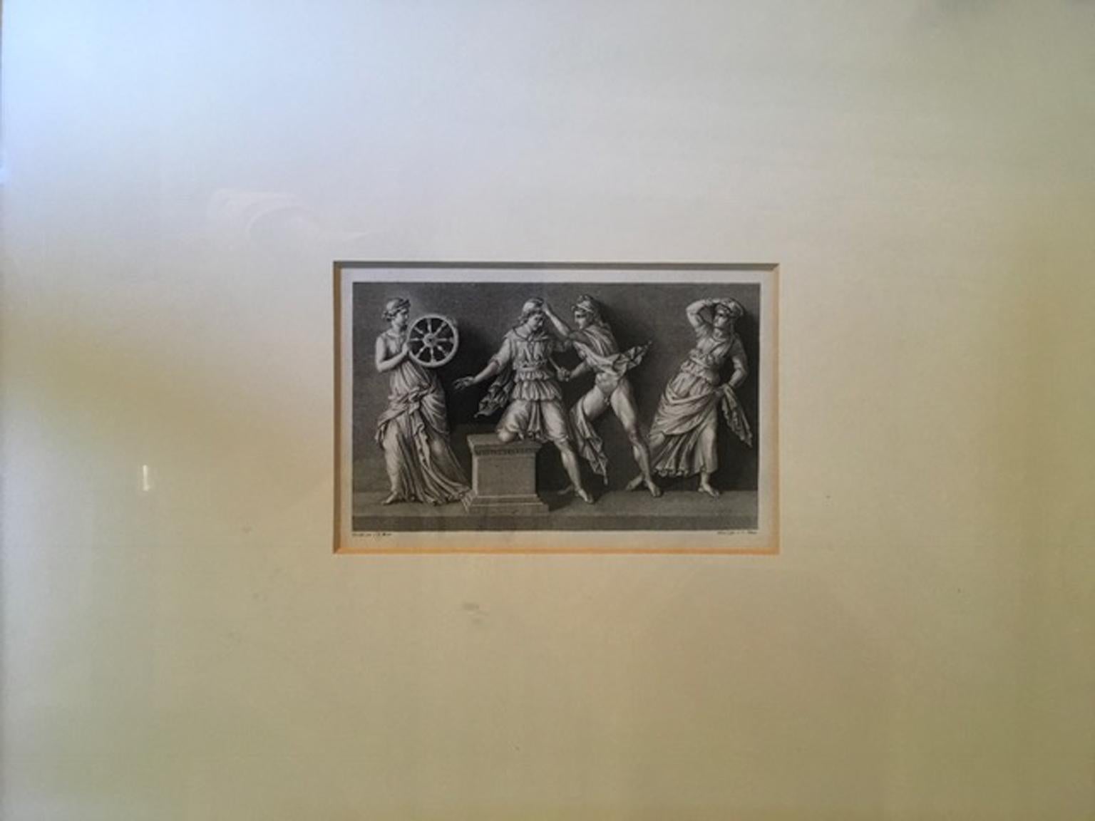 Paar neoklassizistische schwarz-weiße Drucke von J.C. Ulmer aus Frankreich, Mitte des 19. Jahrhunderts (Neoklassisch) im Angebot