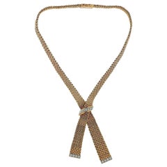France Midcentury Diamond Gold Necklace