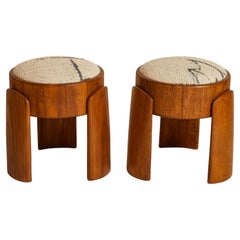France Pair of Brutalist Ottomans