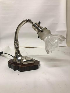 Frankreich Paar  Lampen, 1900, Silberbronze und Holz