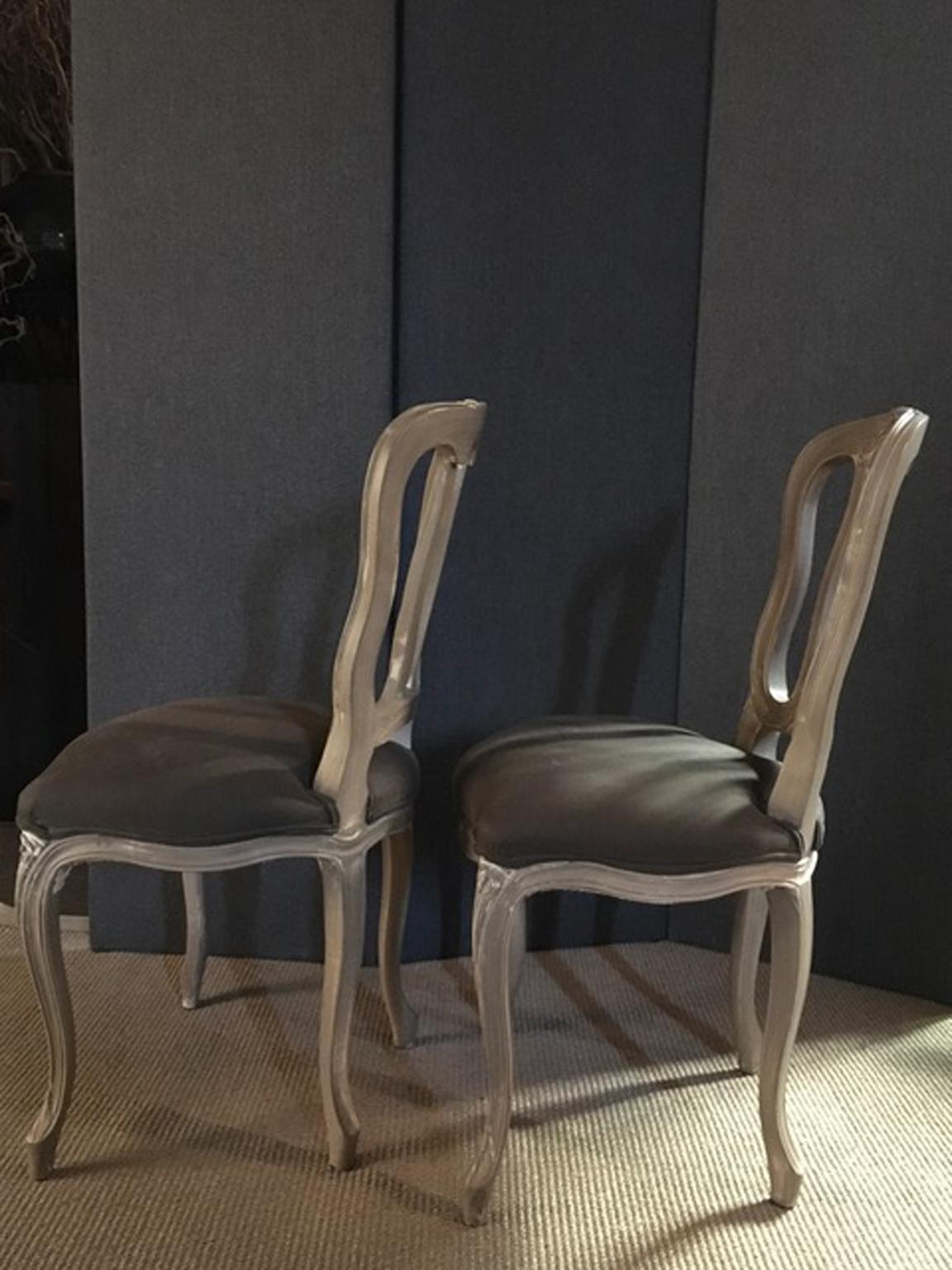 Contemporary French Provincial Pair of Wooden Chairs  For Sale