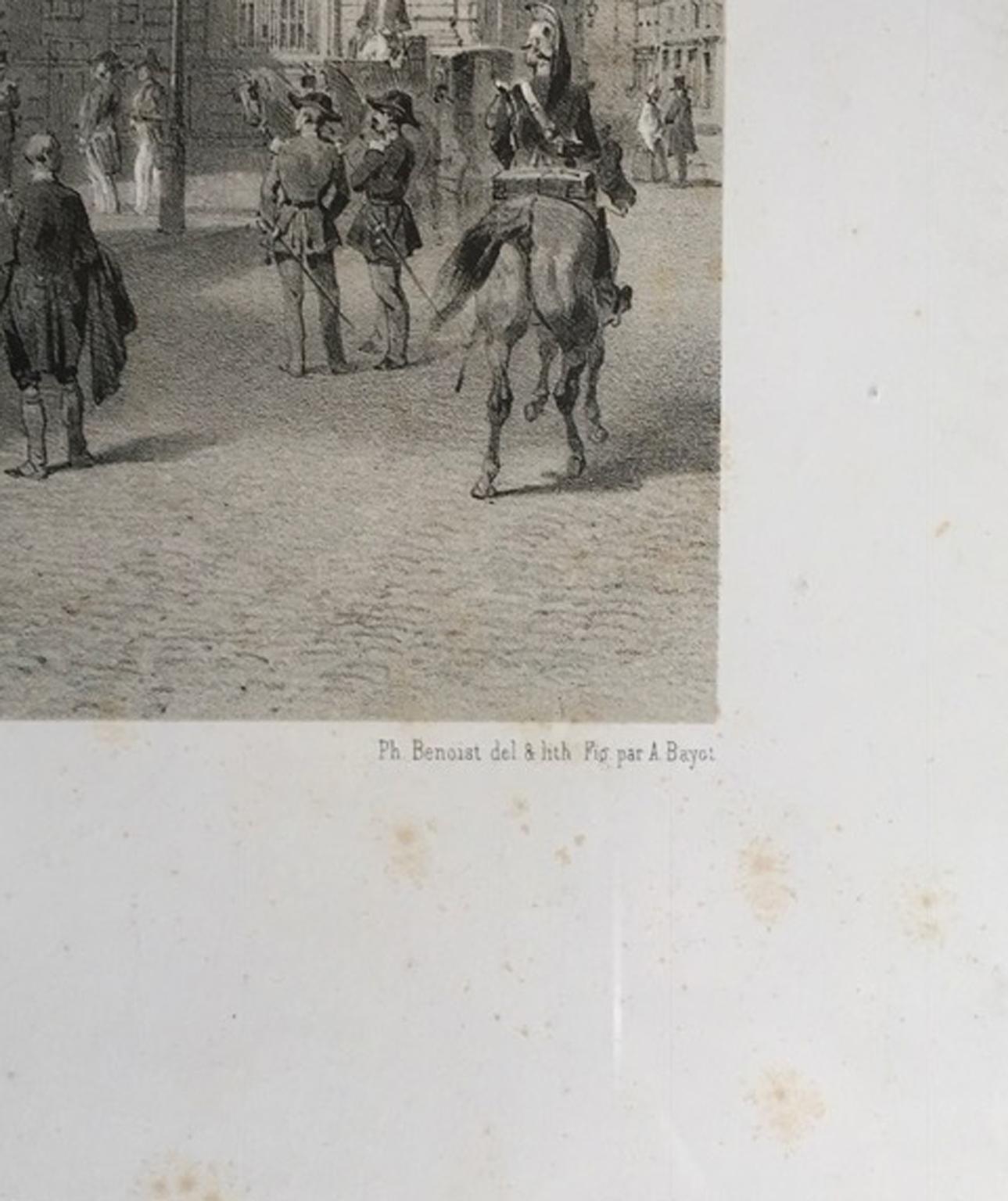 Frankreich Mitte des 19. Jahrhunderts Paris Schwarzweißdruck auf Papier (Handgefertigt) im Angebot