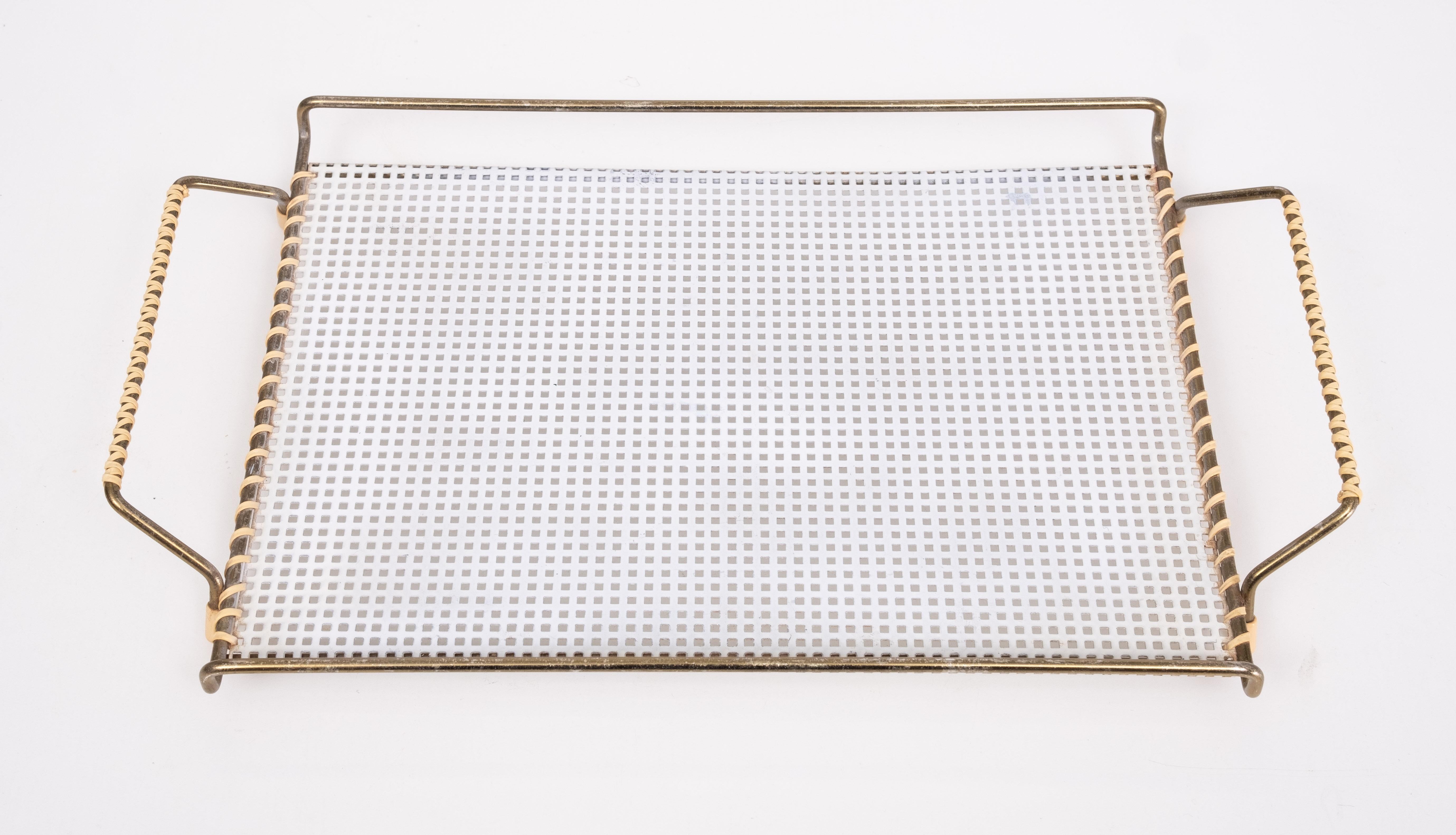 Mid-Century Modern France perforated Metal serving tray 1950s  For Sale