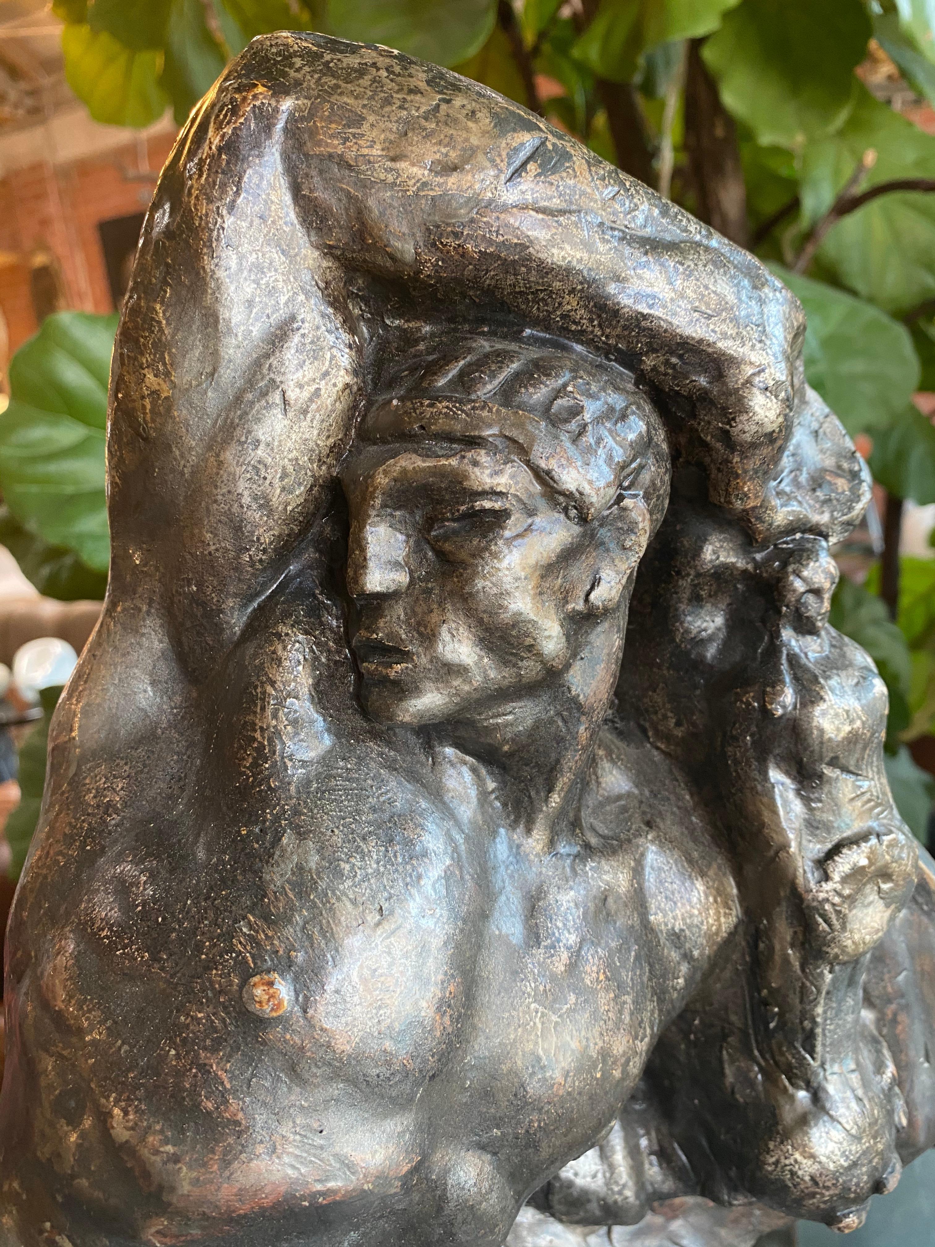 Französische Gips-Skulpturskizze „Der Krieger“, 1920er Jahre im Angebot 4
