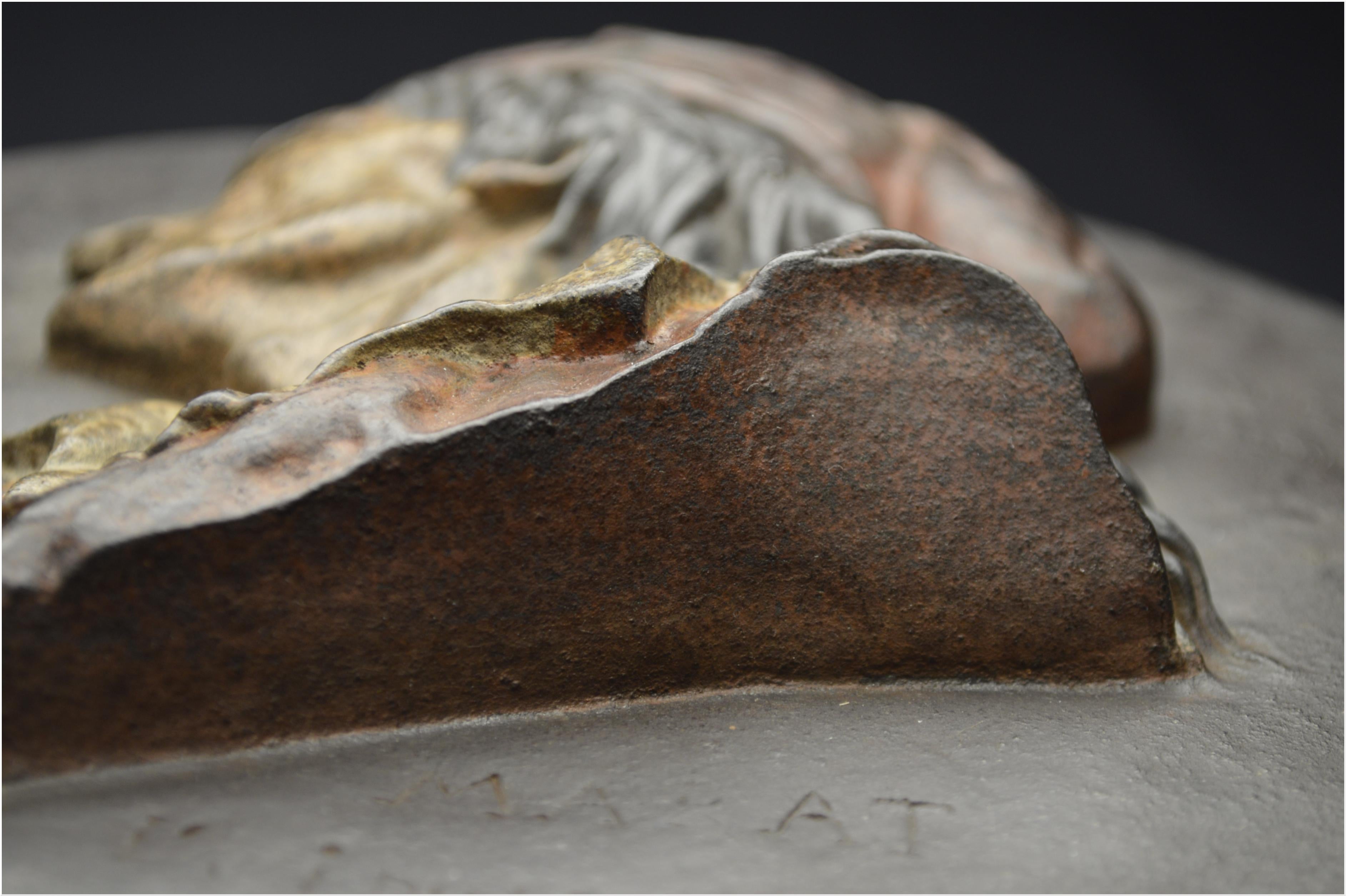 France, Revlolutionary Period, Polychrome Bronze Bas-Relief Representing Marat 1
