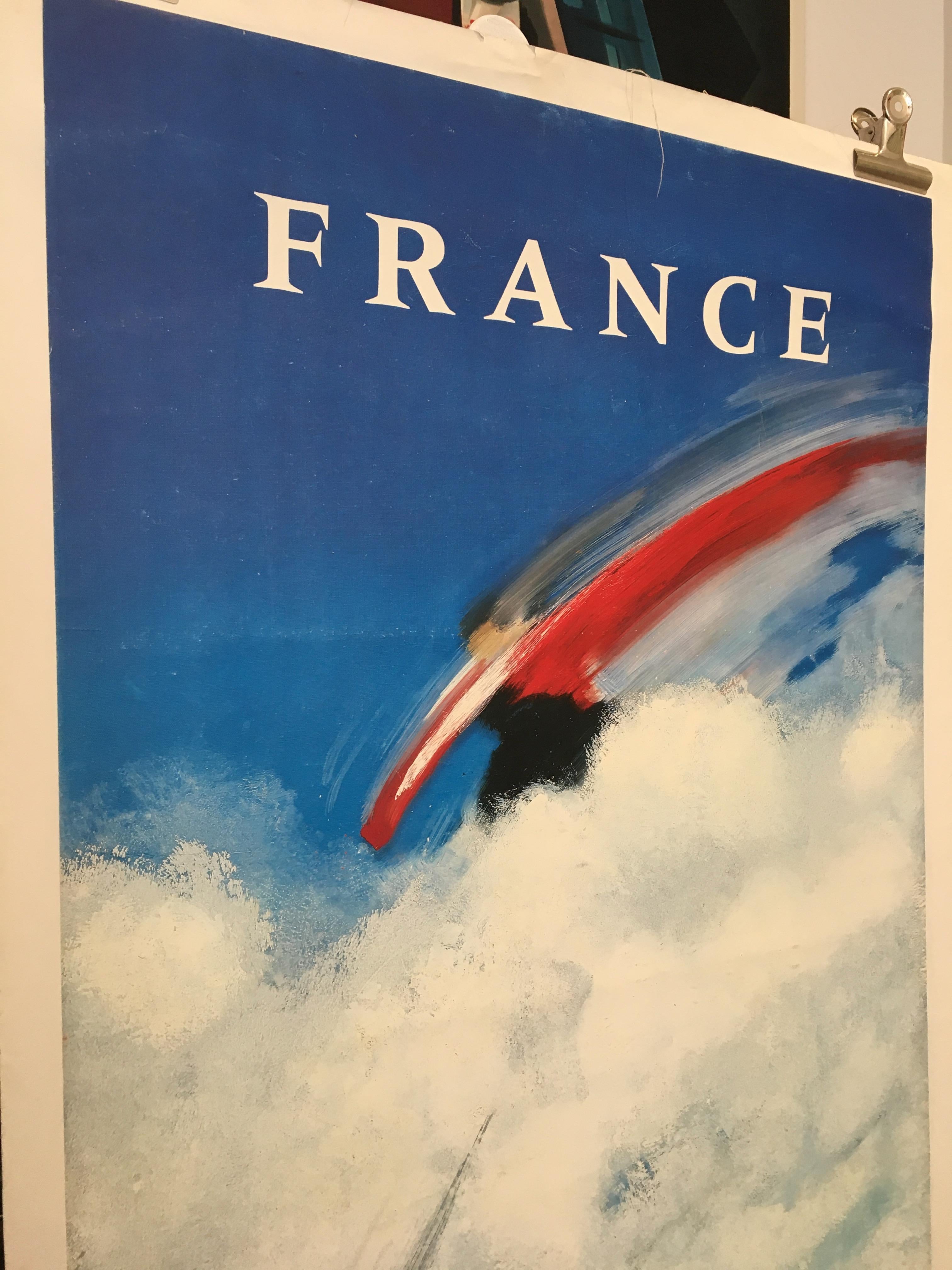 Paper 'France Rhone-Alpes' Original Vintage French Ski Poster, by Mathieu
