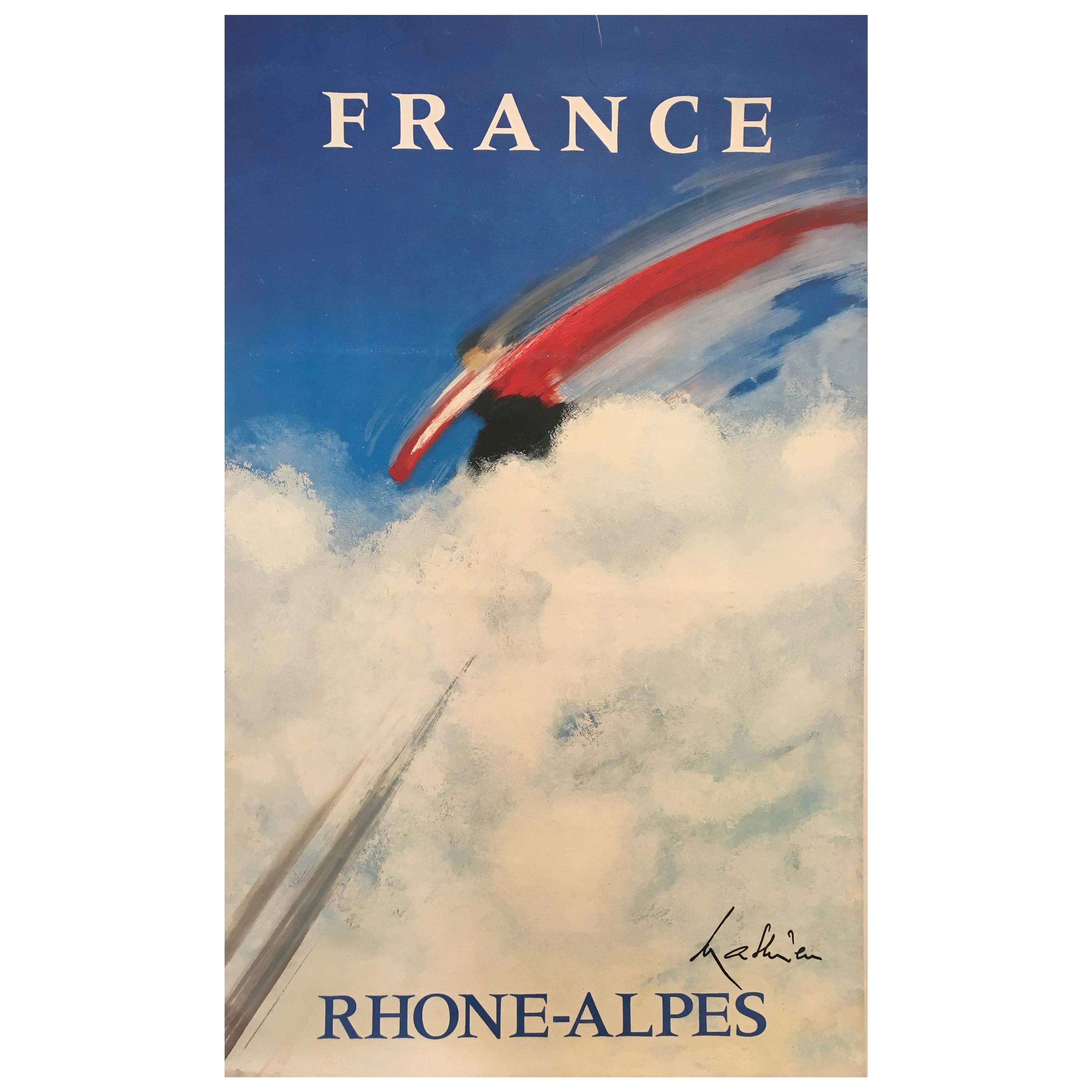 'France Rhone-Alpes' Original Vintage French Ski Poster, by Mathieu