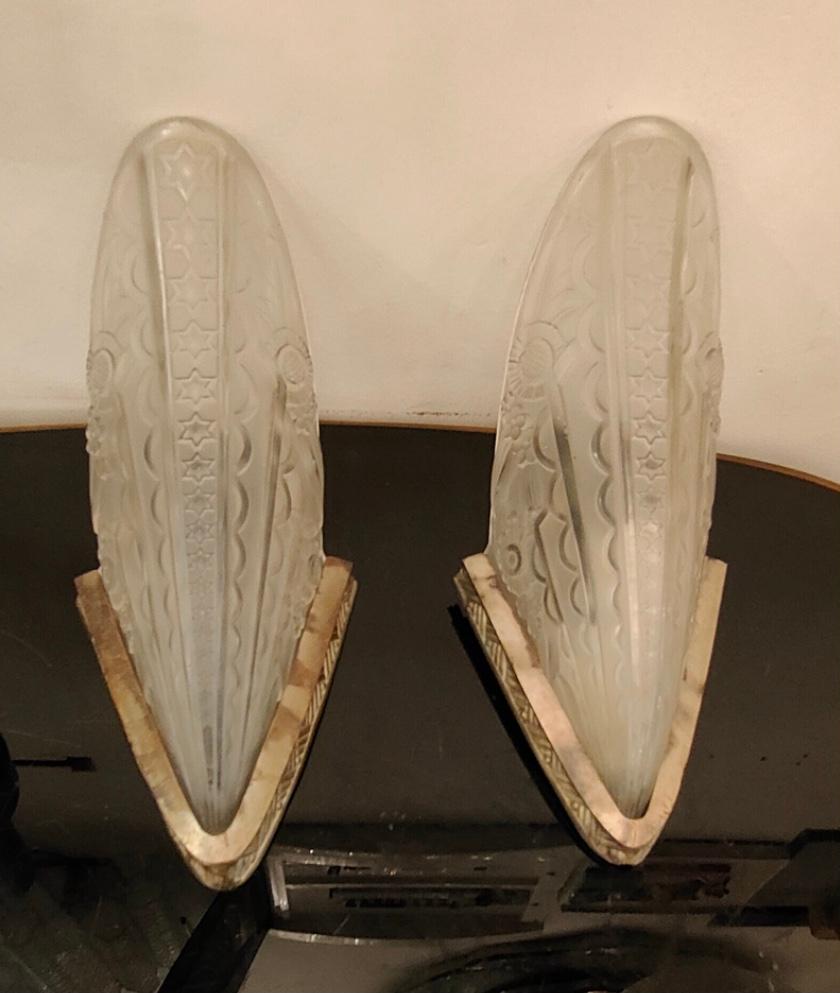 France Sconces Metal Glass, 1930, France In Good Condition For Sale In Milano, IT