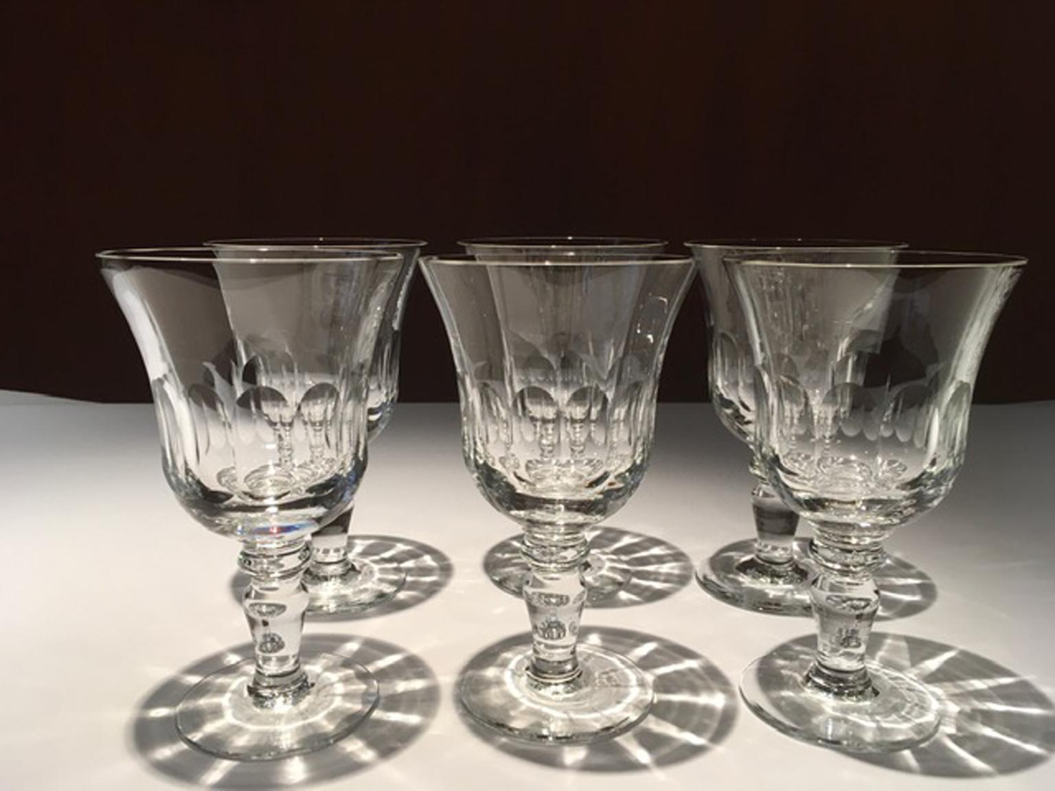 France Set 6 Clear Crystal Glasses In New Condition For Sale In Brescia, IT