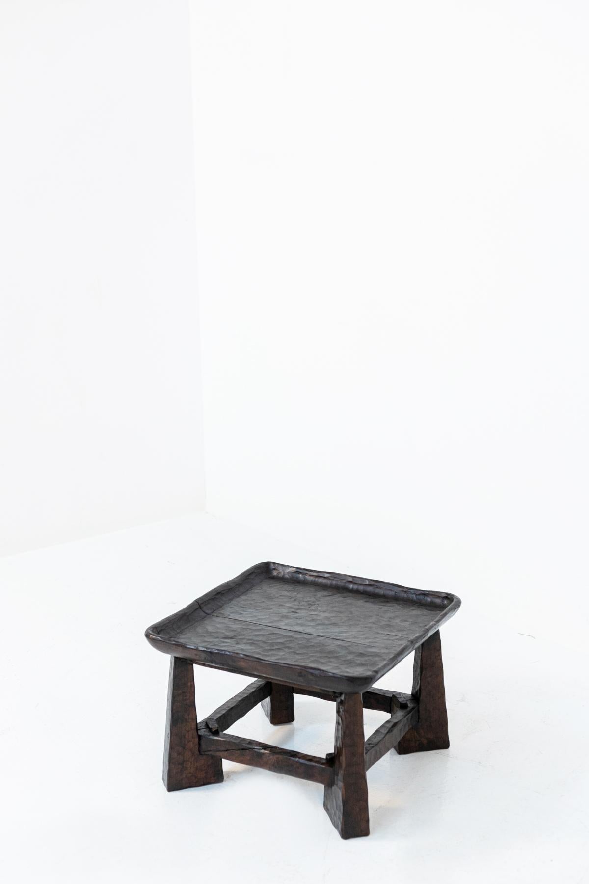 France Side Table in Carved Wood by Jean Touret 11