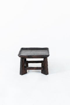 France Side Table in Carved Wood by Jean Touret