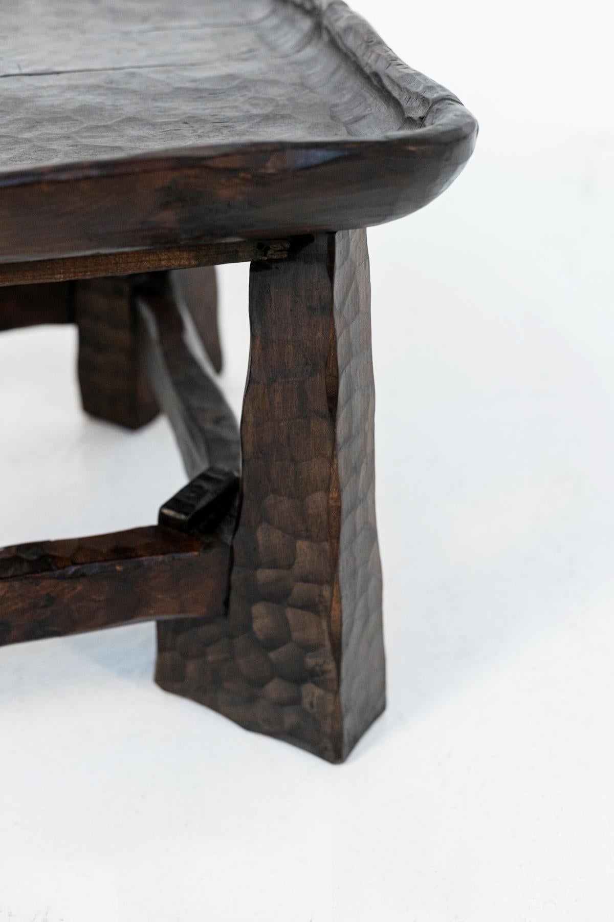 Mid-20th Century France Side Table in Carved Wood by Jean Touret
