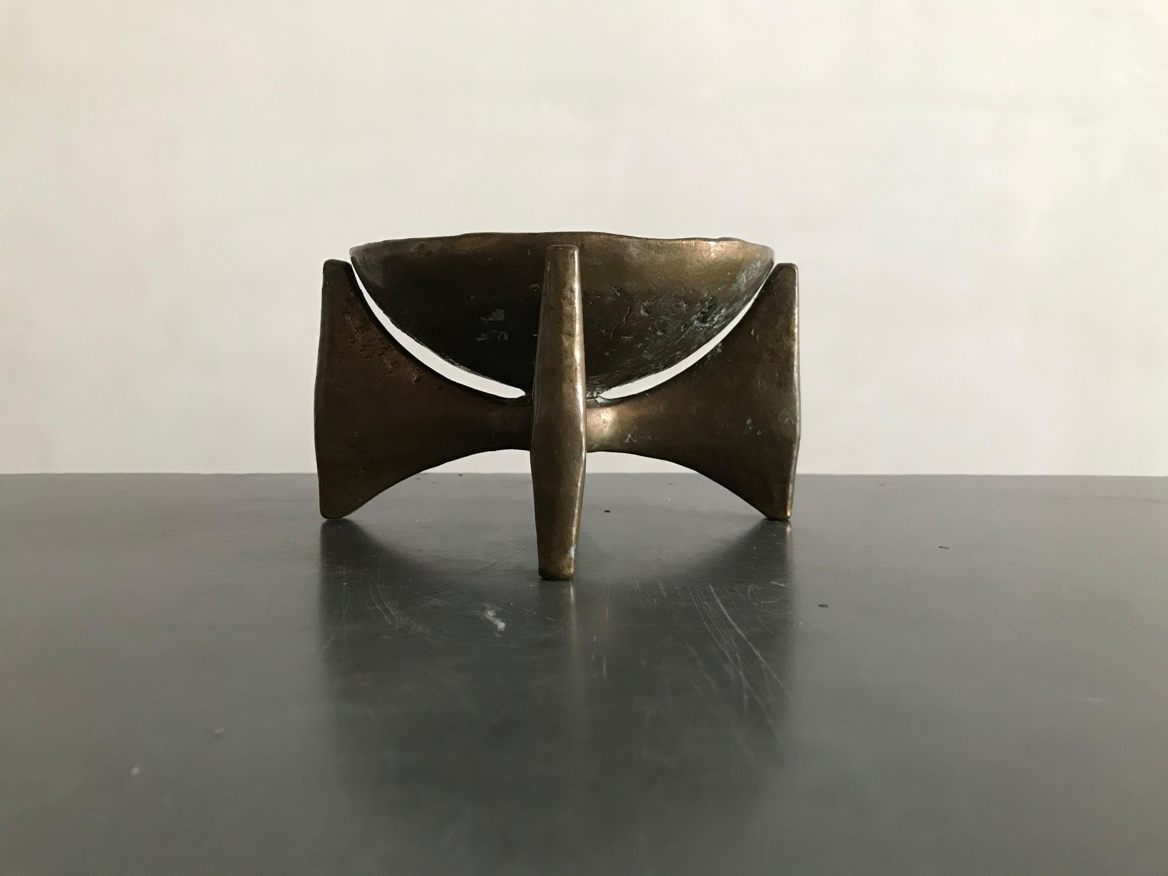 This France midcentury candleholder from the 1950s is made off solid bronze.